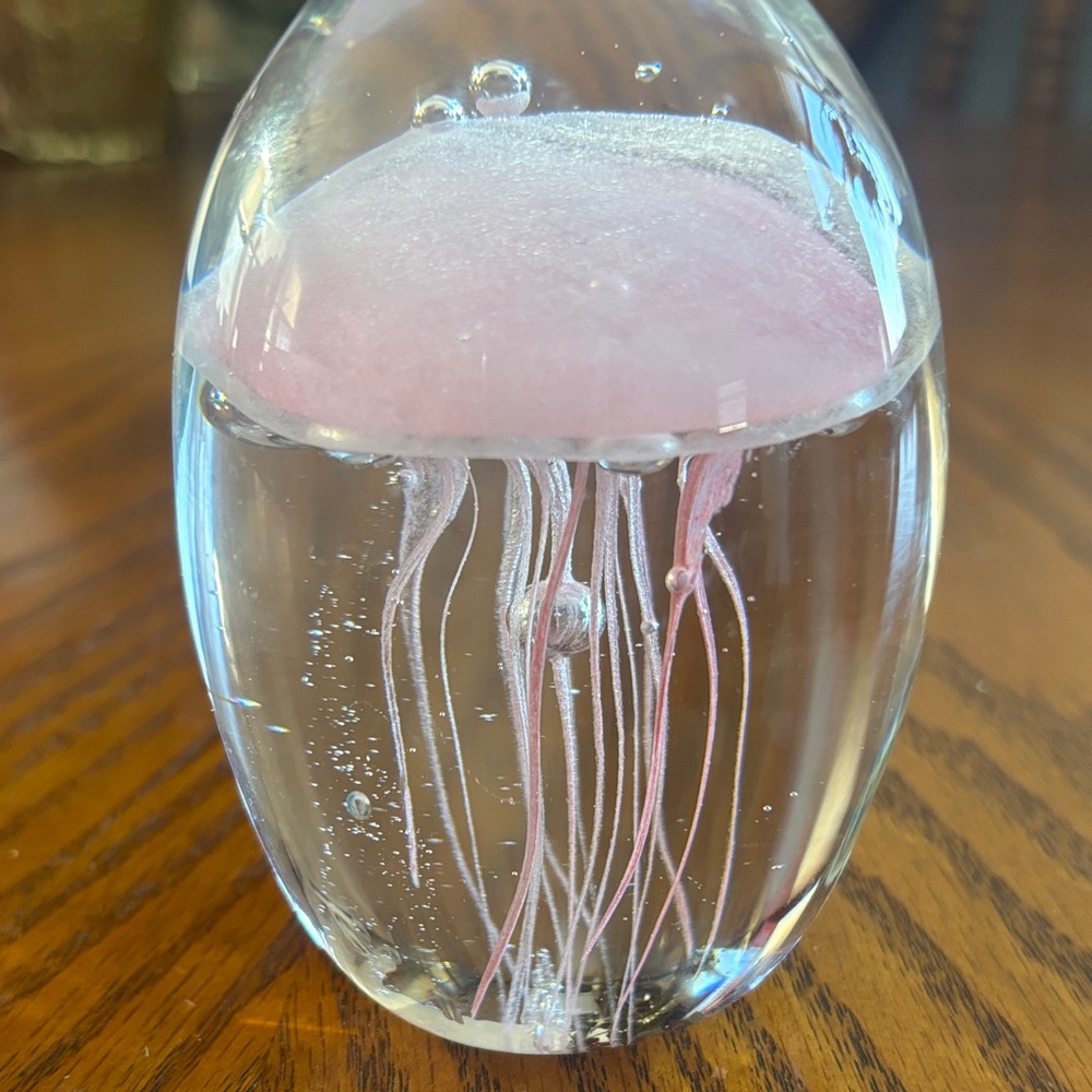 Pink Jellyfish Glass Paperweight - Picture 2 of 6